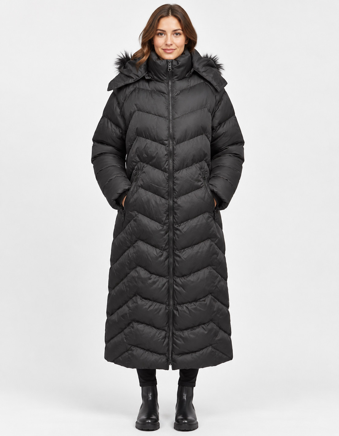 SHEIN CZARNA PIKOWANA KURTKA KAPTUR FUTERKO W01__48