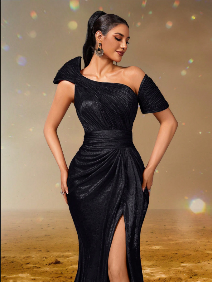 SMILPRINCE CZARNA MAXI SUKIENKA S06__L