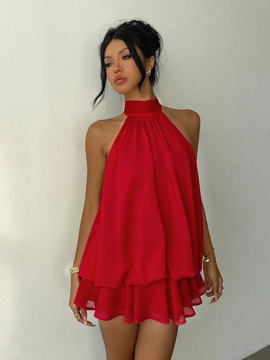 ALORUH CZERWONA MINI SUKIENKA S06__M