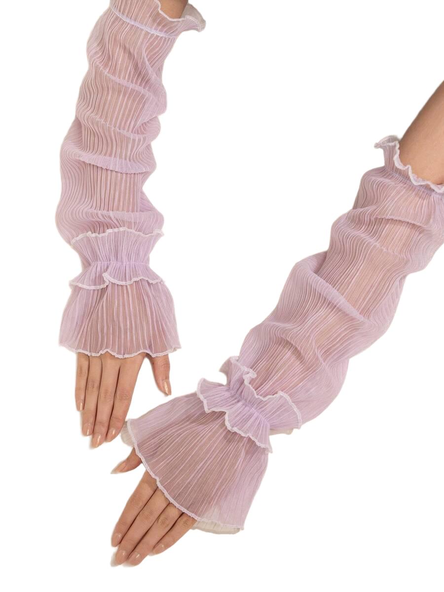 SHEIN FIOLETOWE RĘKAWICZKI FALBANA S07__OS