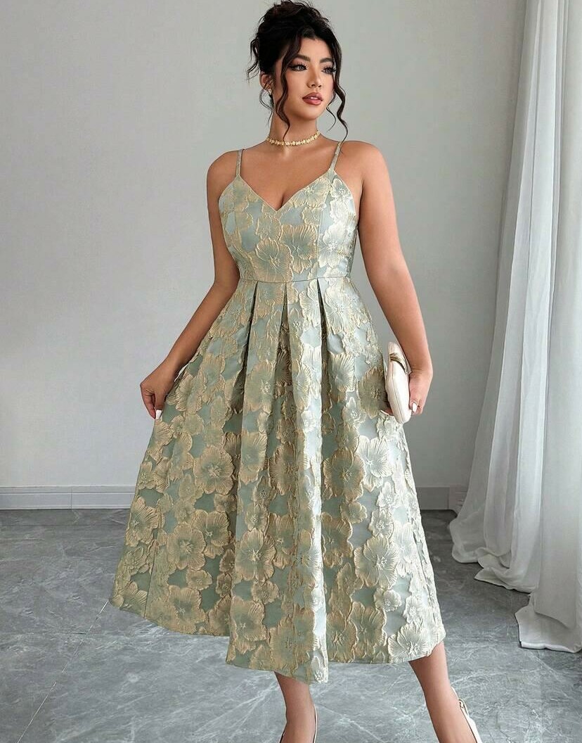 SHEIN ZIELONA ROZKLOSZOWANA SUKIENKA S06__52