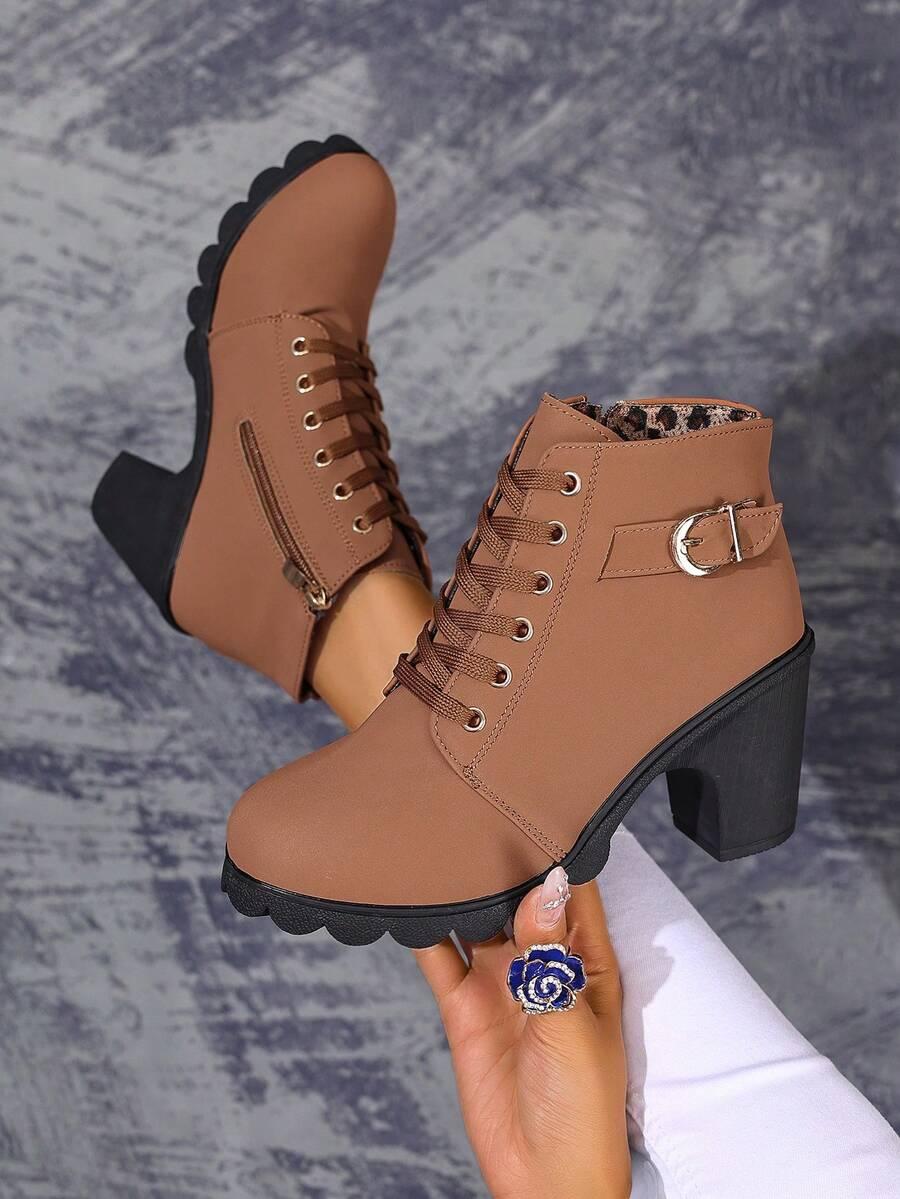 SHEIN BRĄZOWE BOTKI ZAMEK W01__39