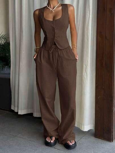 SHEIN KAMIZELKA SPODNIE KOMPLET S06__M