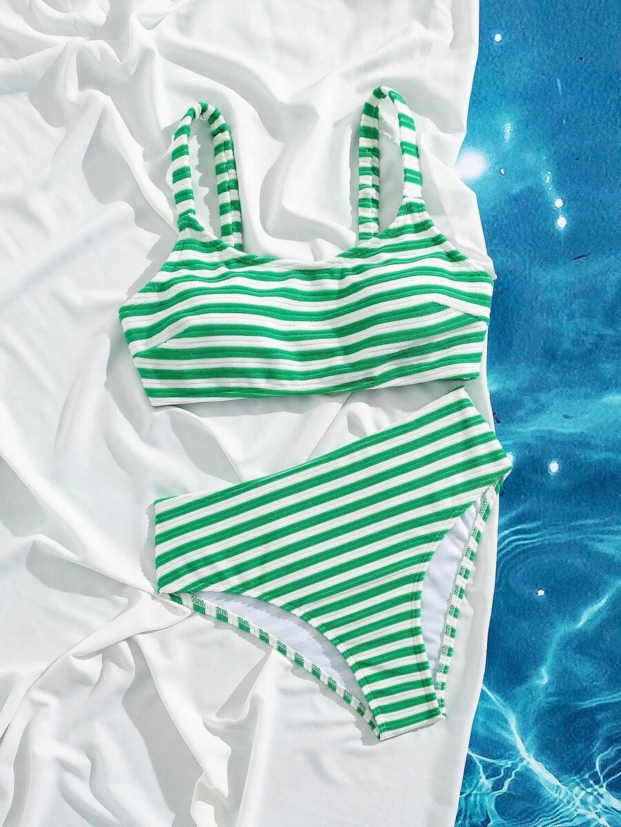 SHEIN DWUCZĘŚCIOWY STRÓJ KĄPIELOWY PASKI S09__L