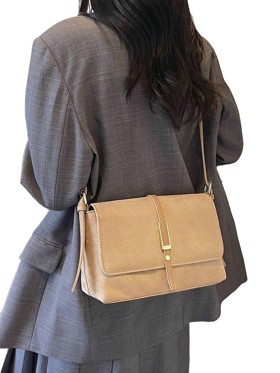 SHEIN BEŻOWA TOREBKA IMITACJA ZAMSZU S07__27X10X18CM