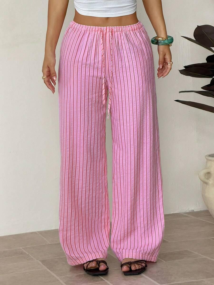 SHEIN RÓŻOWE SPODNIE W PASKI S09__XXS