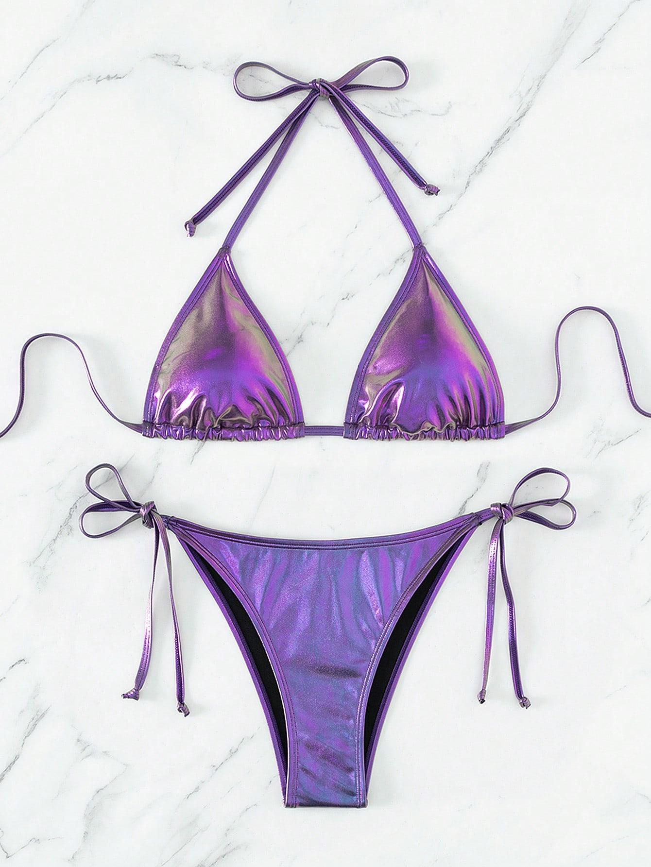 SHEIN FIOLETOWY DWUCZĘŚCIOWY STRÓJ KĄPIELOWY S09__XXS