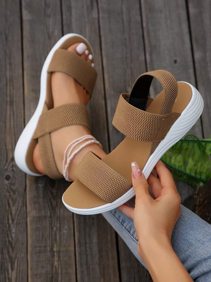 SHEIN BRĄZOWE SANDAŁY WSUWANE S06__41