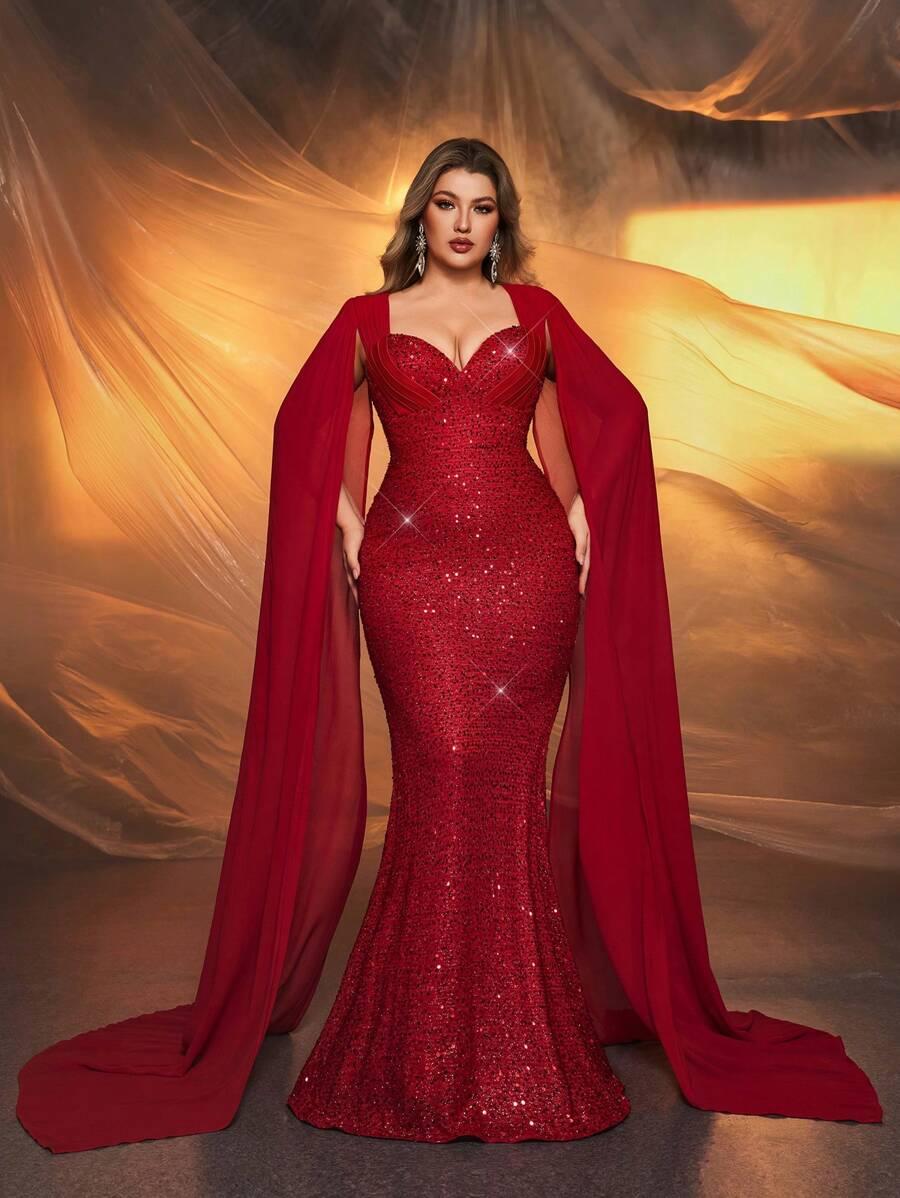 SHEIN CZERWONA MAXI SUKIENKA CEKINY S06__50
