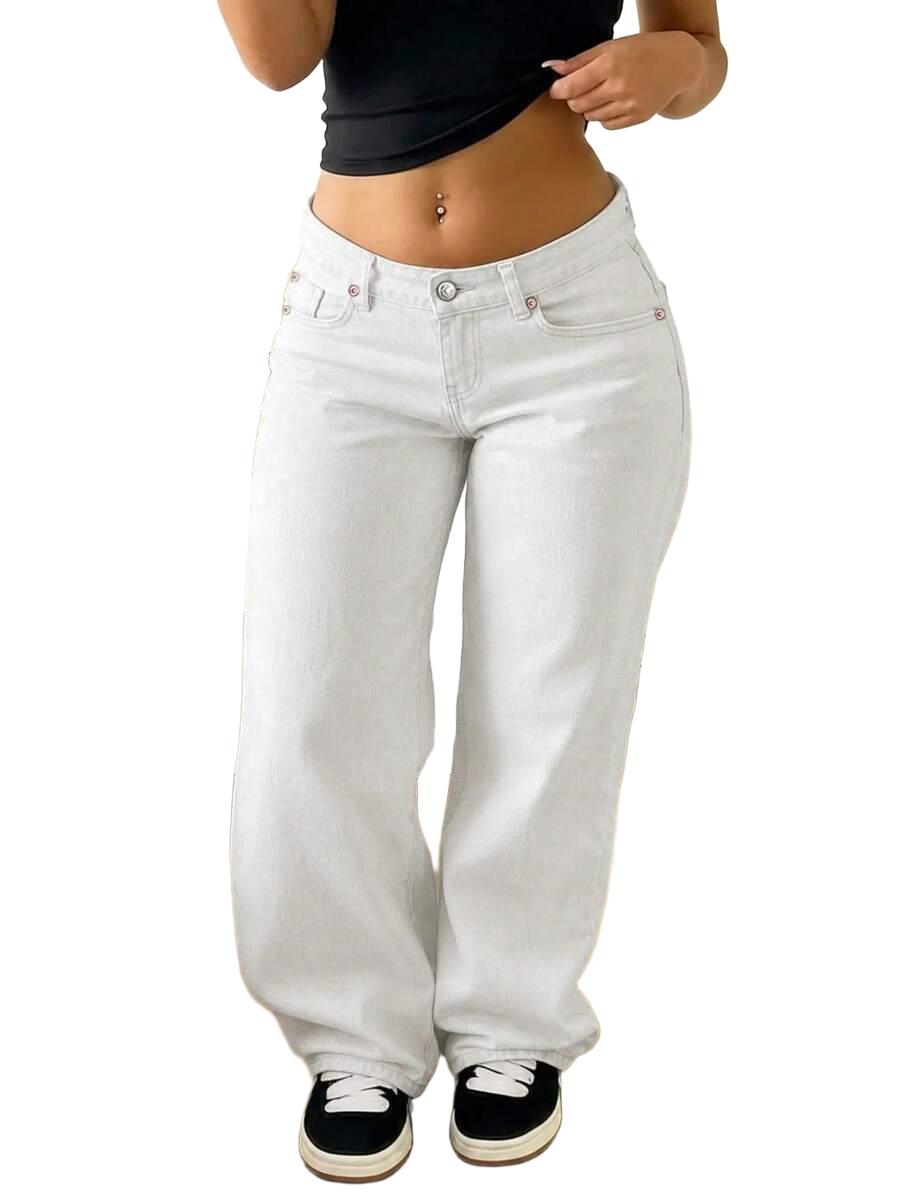 SHEIN BIAŁE SPODNIE JEANS S06__XS