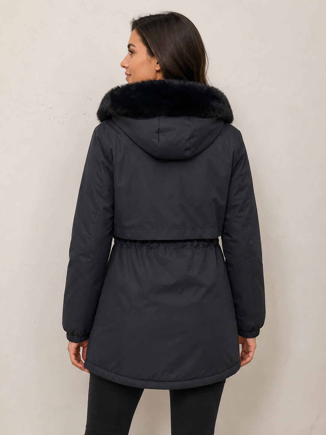 SHEIN CZARNA KURTKA PARKA KAPTUR W01__L