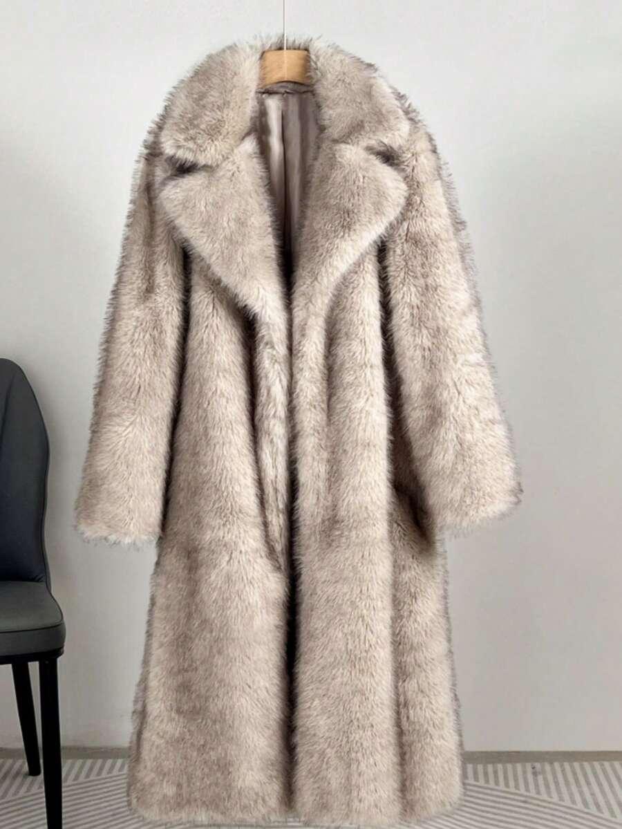 SHEIN SZARE SZTUCZNE FUTRO W01__L