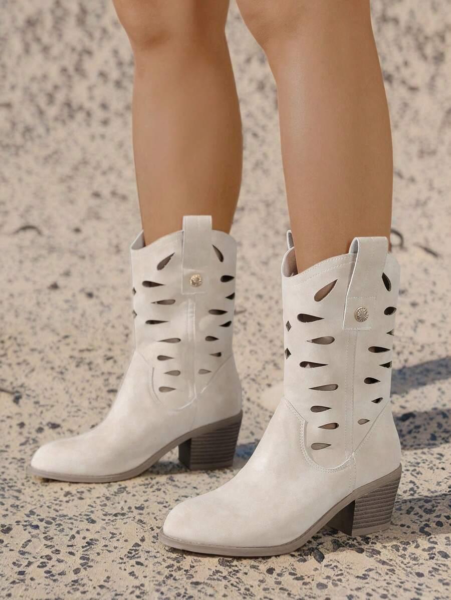 SHEIN BEŻOWE BOTKI NA OBCASIE W01__36,5