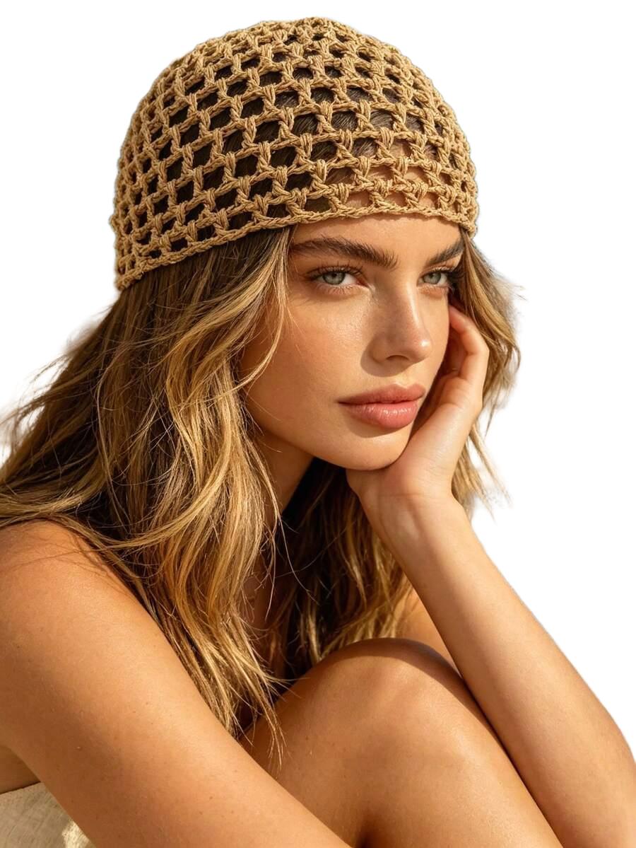 SHEIN BRĄZOWA CZAPKA CEKINY S07__58