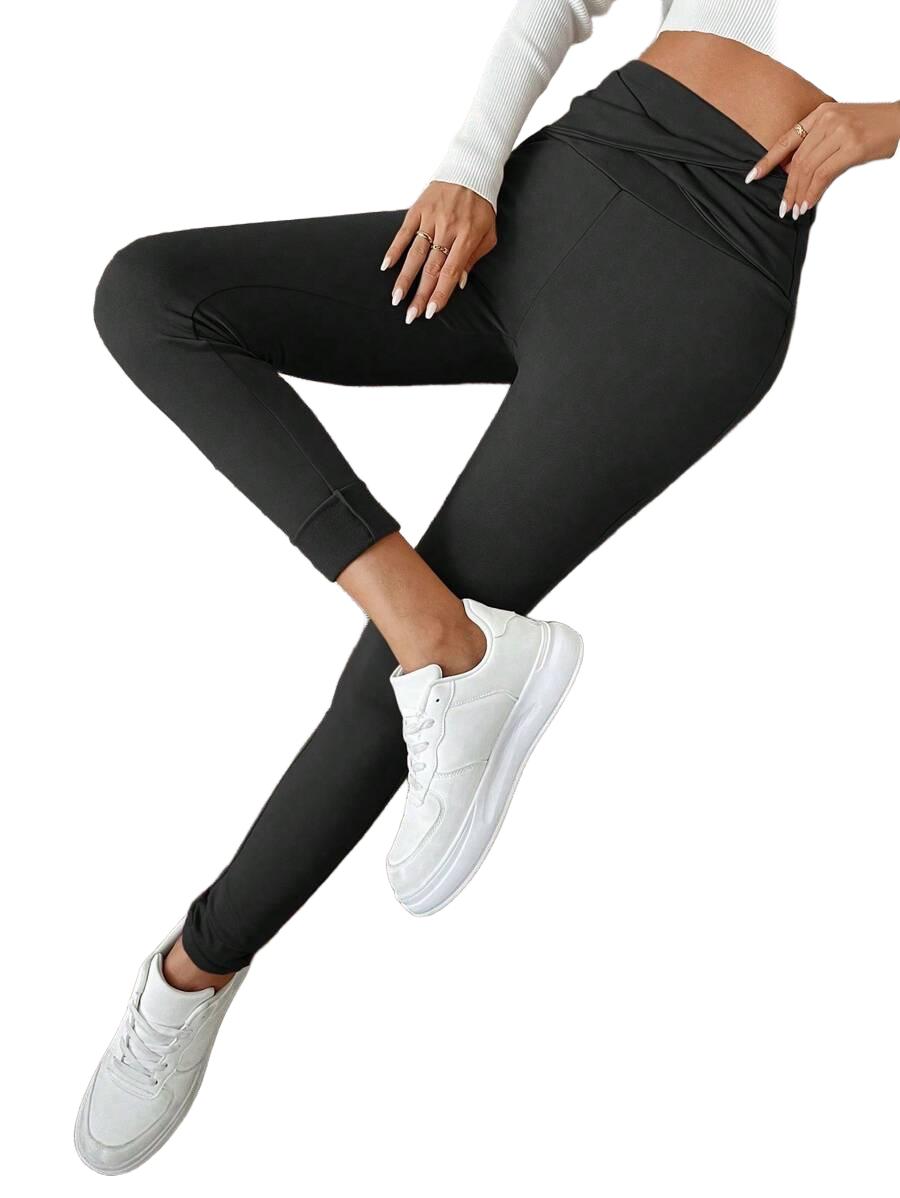 SHEIN CZARNE OCIEPLANE LEGGINSY S06__M