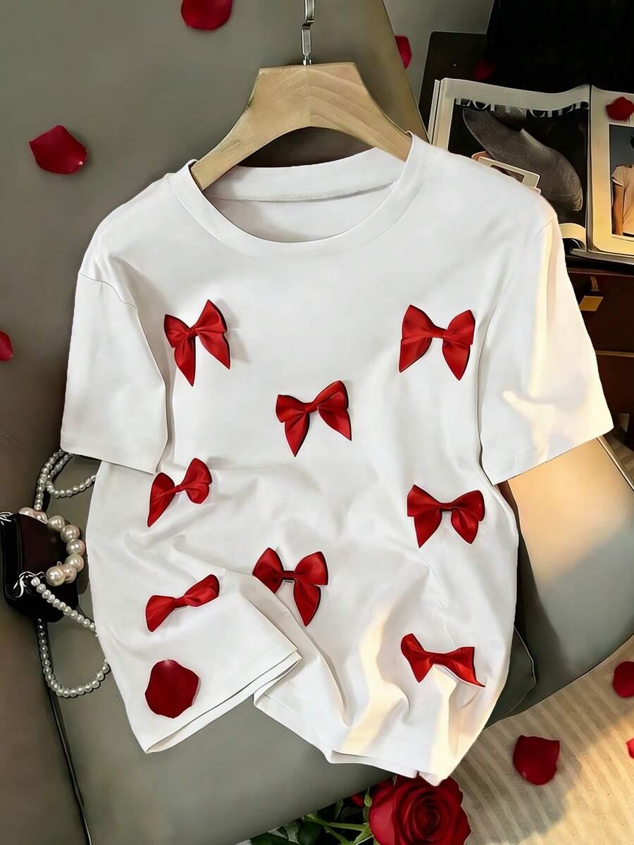 FRANCLIA BIAŁY T-SHIRT KOKARDY S06__L
