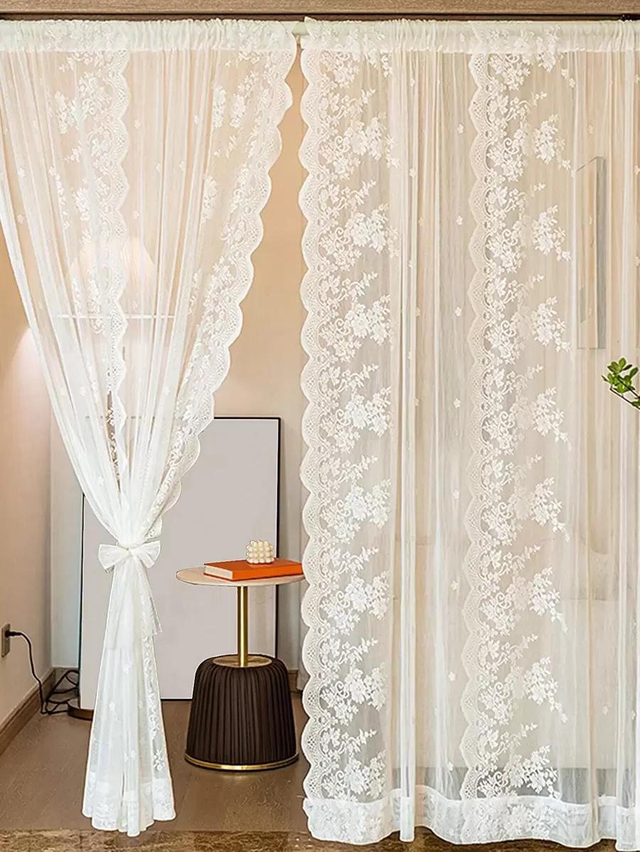 SHEIN BIAŁA ZASŁONA KORONKA S07__