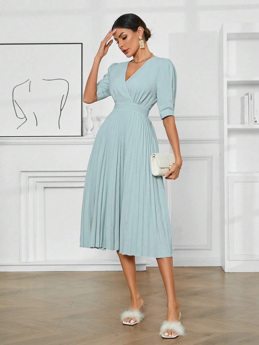 SHEIN NIEBIESKA MIDI SUKIENKA S06__S