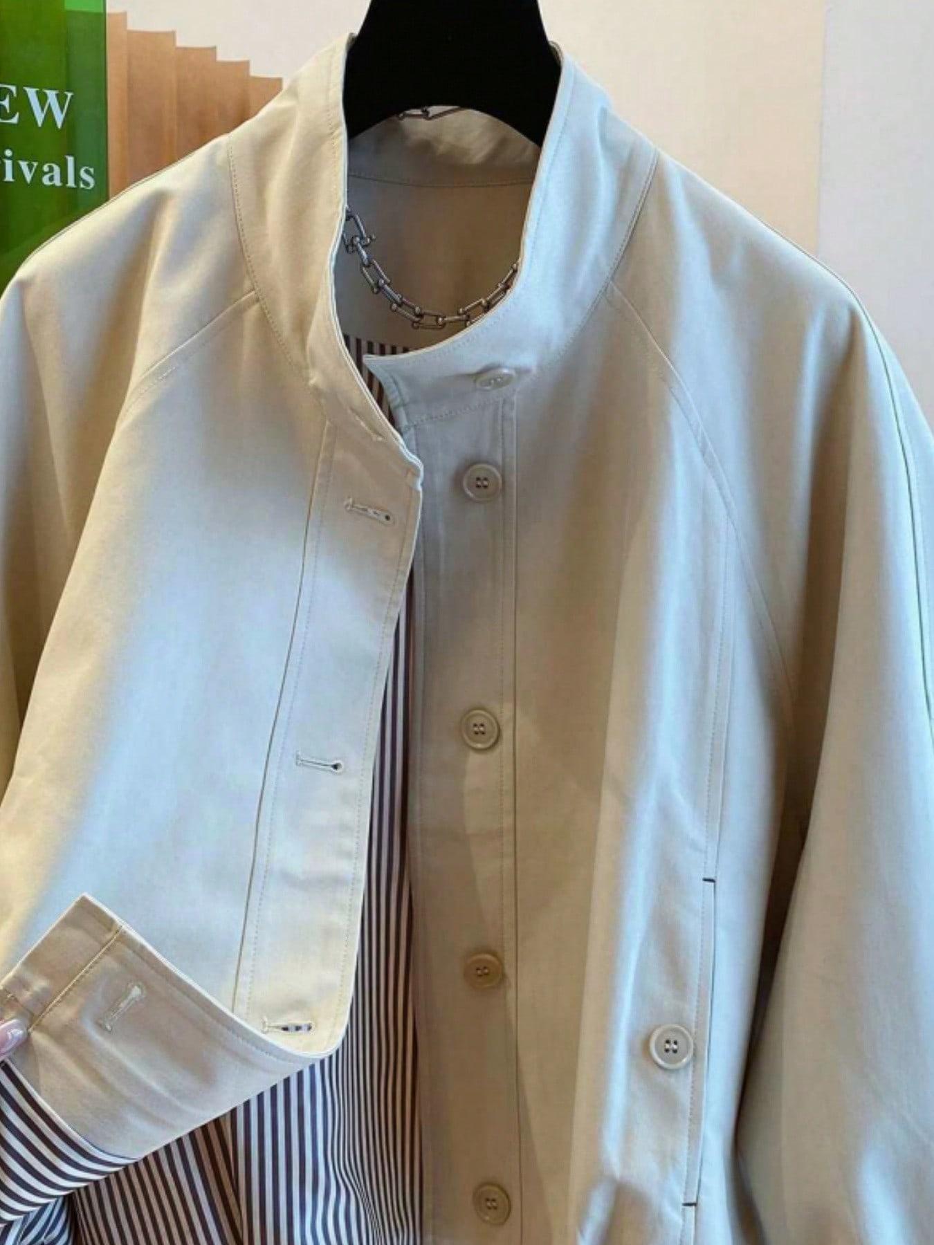 SHEIN BEŻOWA KURTKA GUZIKI S06__L
