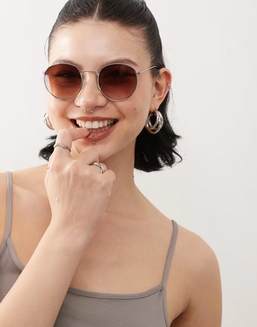 WEEKDAY BRĄZOWE OKULARY PRZECIWSŁONECZNE LENONKI PK01