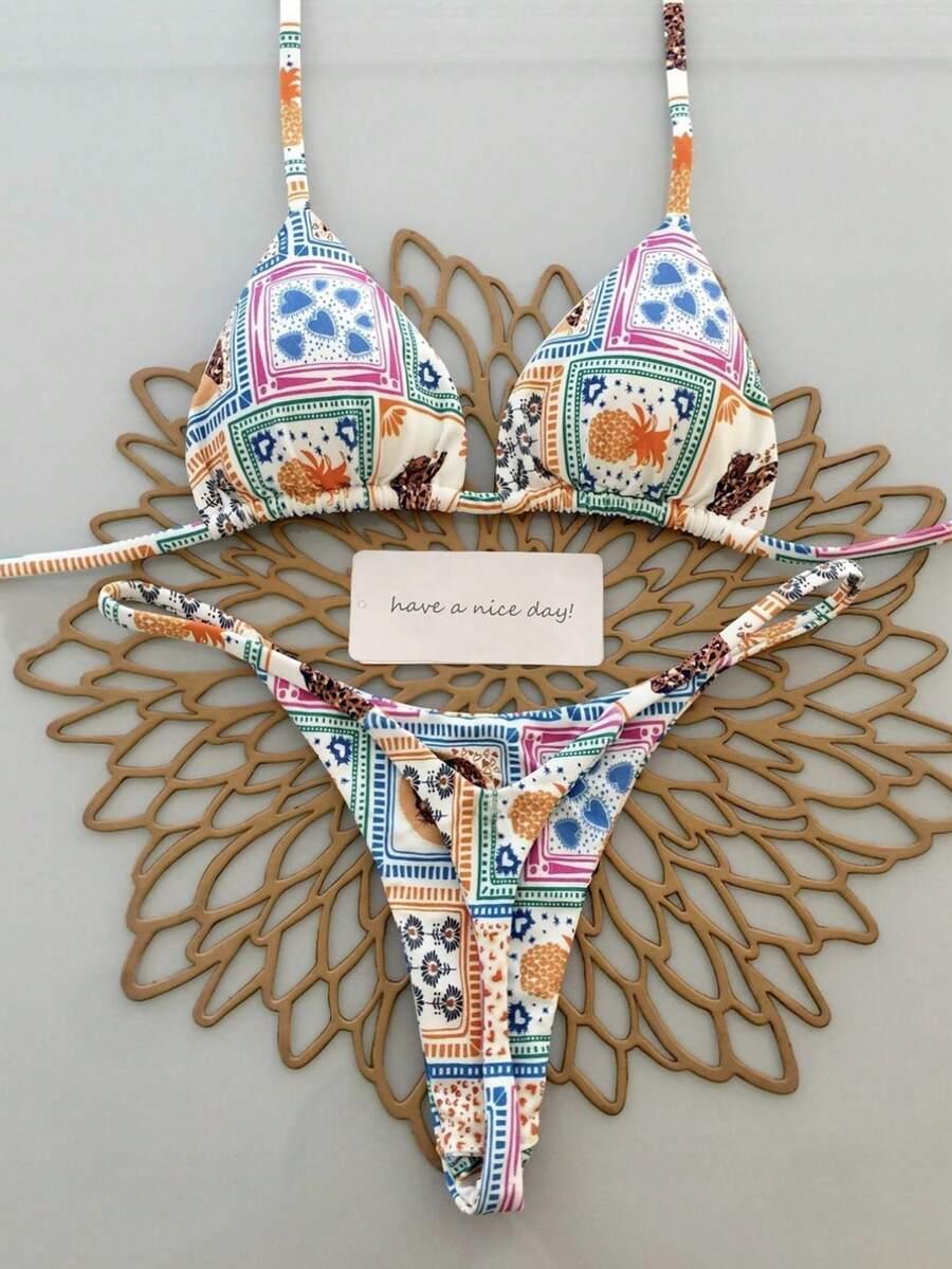 SHEIN DWUCZĘŚCIOWY STRÓJ KĄPIELOWY PRINT S09__S