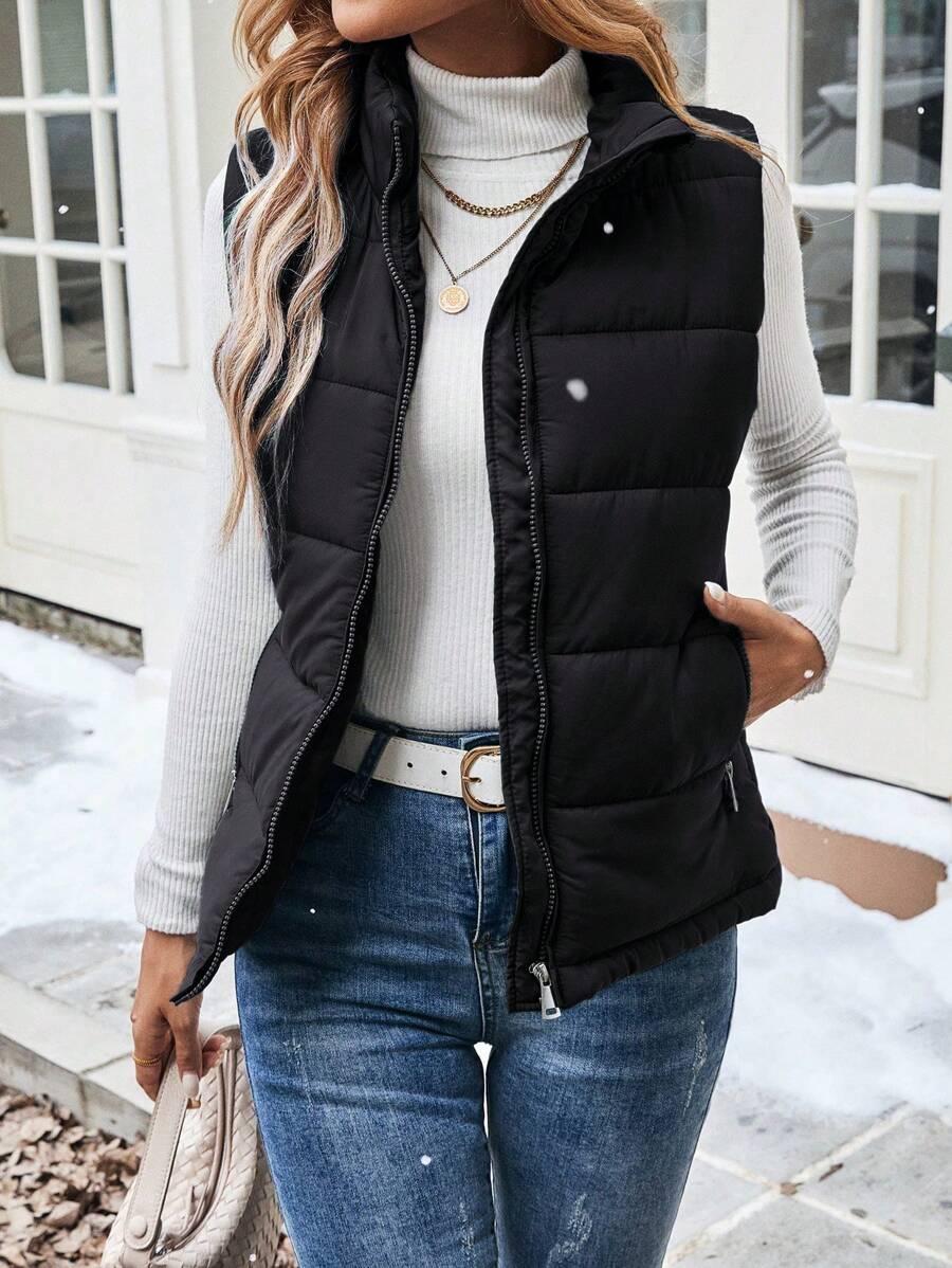 SHEIN CZARNA PIKOWANA KAMIZELKA S06__L
