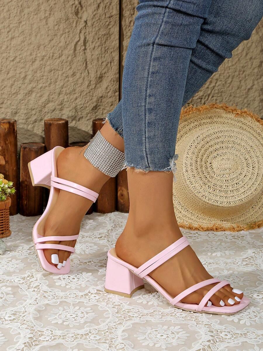 SHEIN RÓŻOWE KLAPKI OBCAS IMITACJA SKÓRY S06__38
