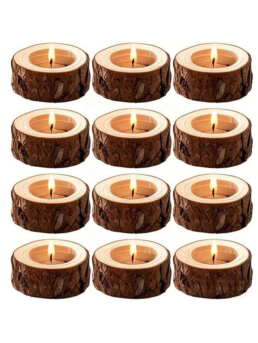 SHEIN DREWNIANE ŚWIECZNIKI 3-PACK S07