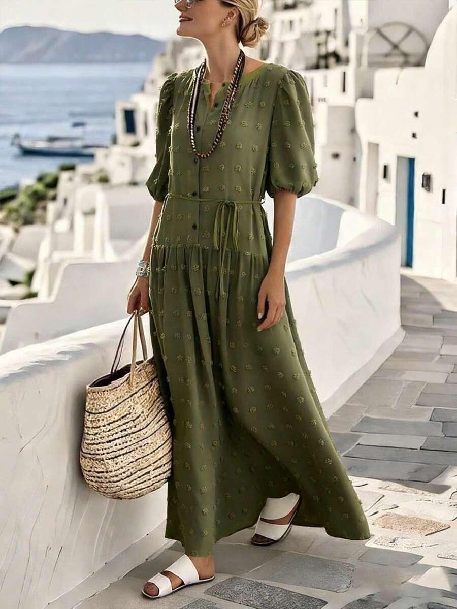 SHEIN ZIELONA MAXI SUKIENKA TEKSTURA S06__L