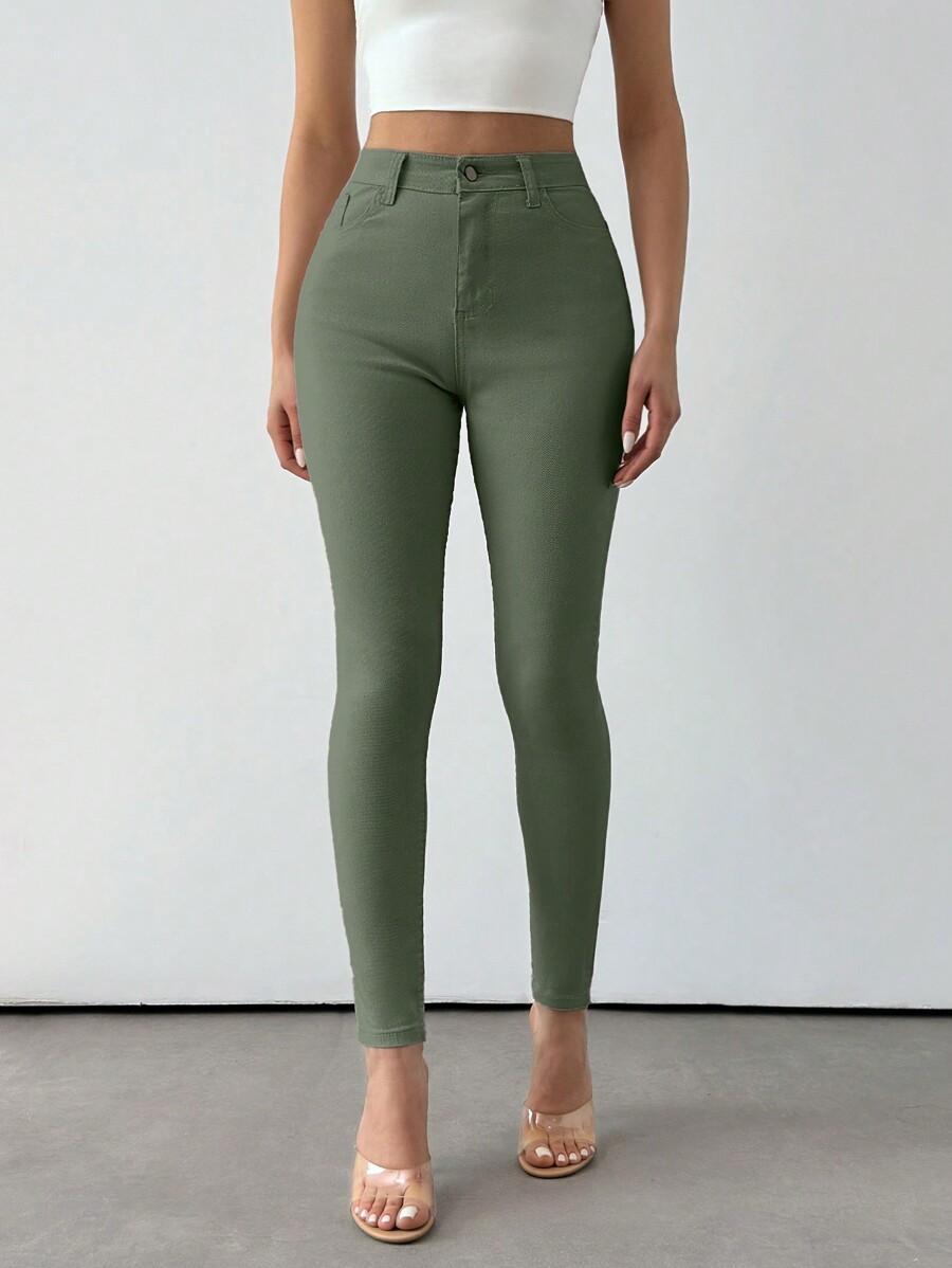 SHEIN ZIELONE SPODNIE JEANS RURKI S06__XS