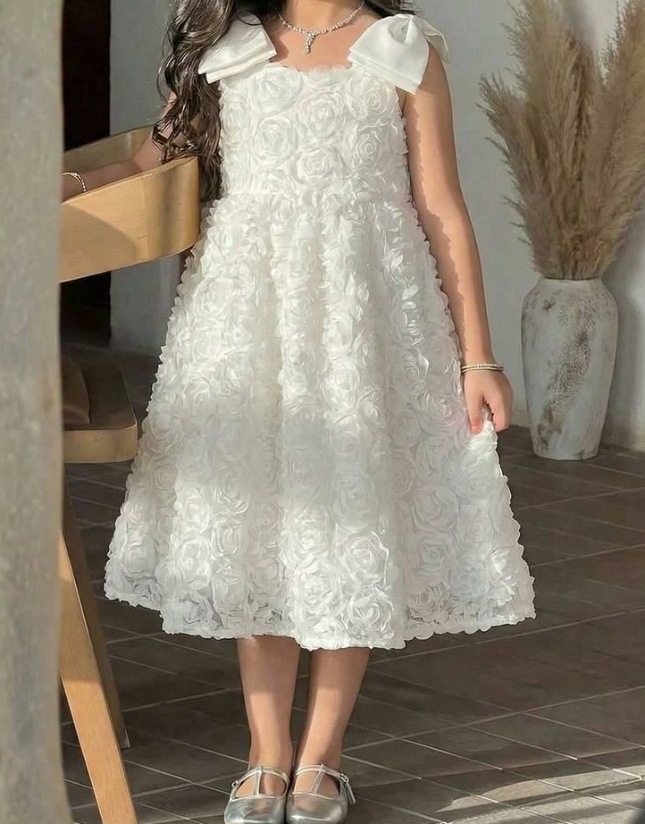 SHEIN BIAŁA MIDI SUKIENKA ROZKLOSZOWANA KWIATY S06__116-122