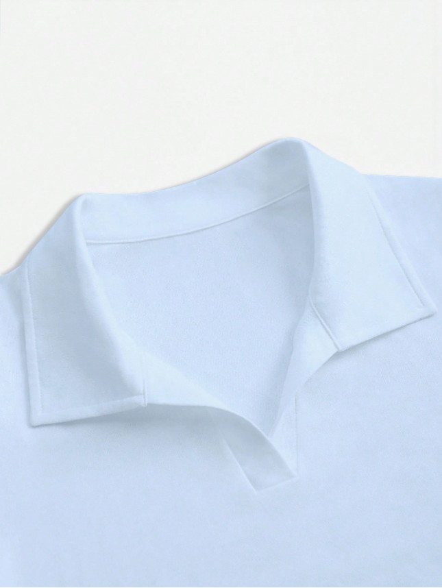 SHEIN NIEBIESKA BLUZKA KRÓTKI RĘKAW KOŁNIERZYK S06__XS