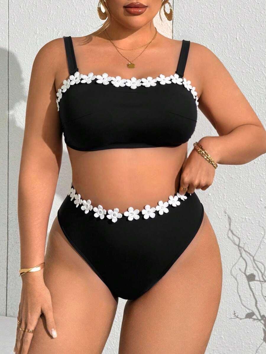 SHEIN CZARNY DWUCZĘŚCIOWY STRÓJ KĄPIELOWY S09__48