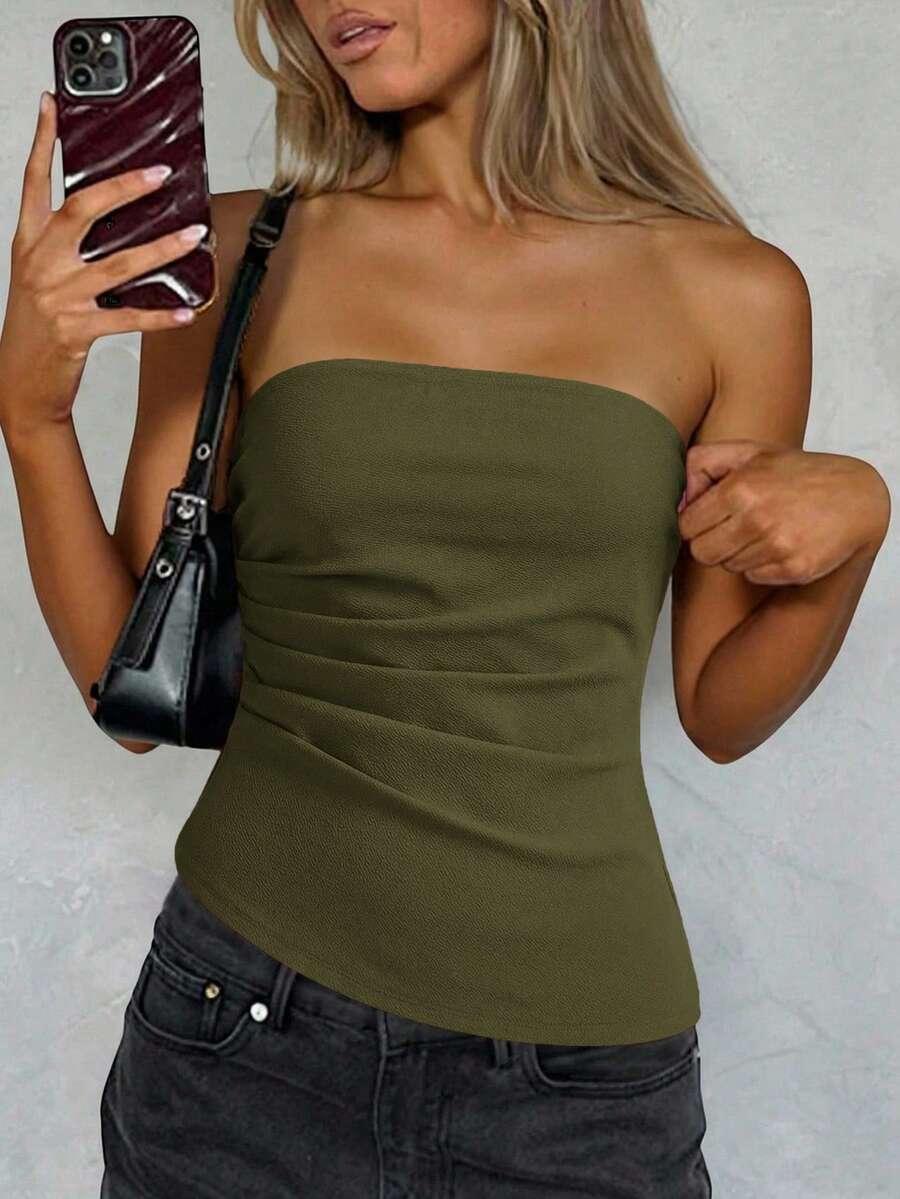 SHEIN ZIELONY TOP ODKRYTE RAMIONA S06__XXS