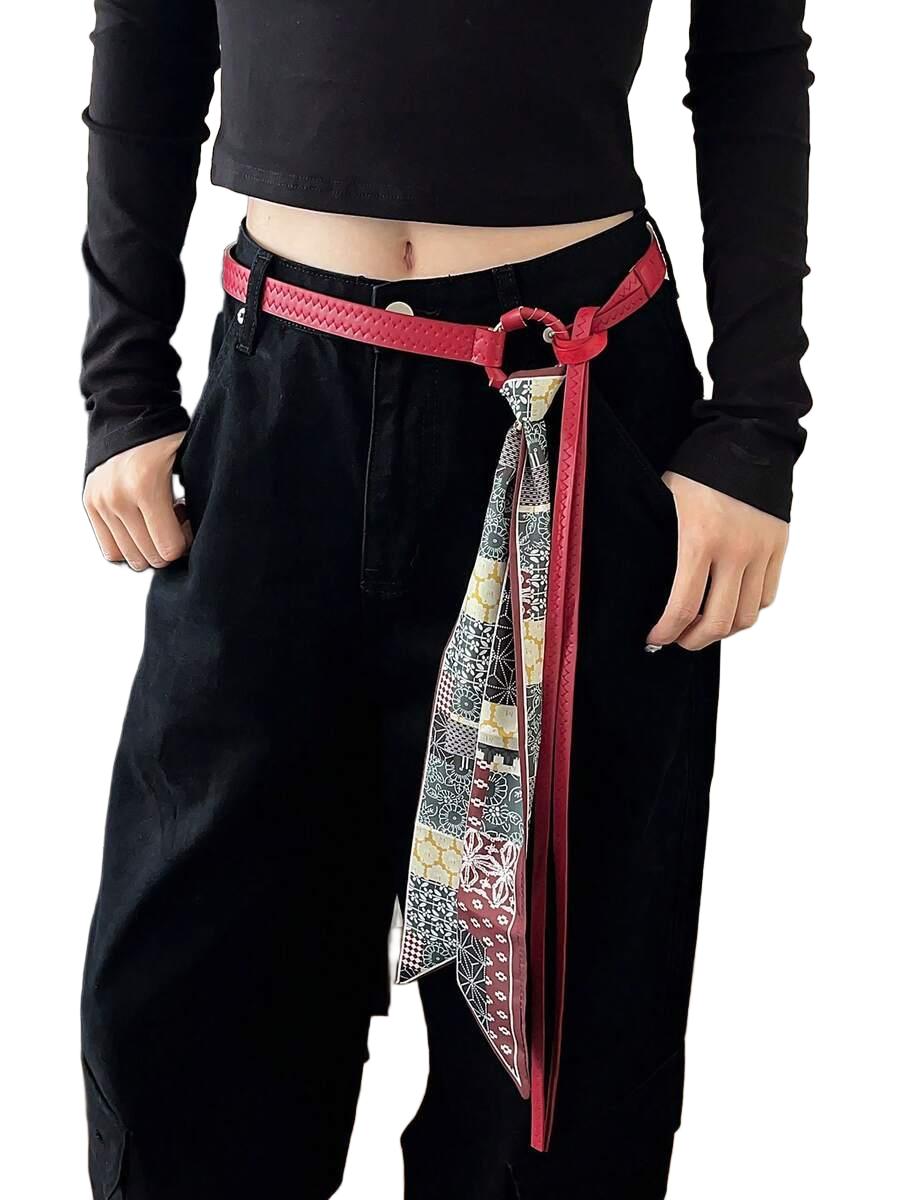 SHEIN CZERWONY PASEK IMITACJA SKÓRY S07__135