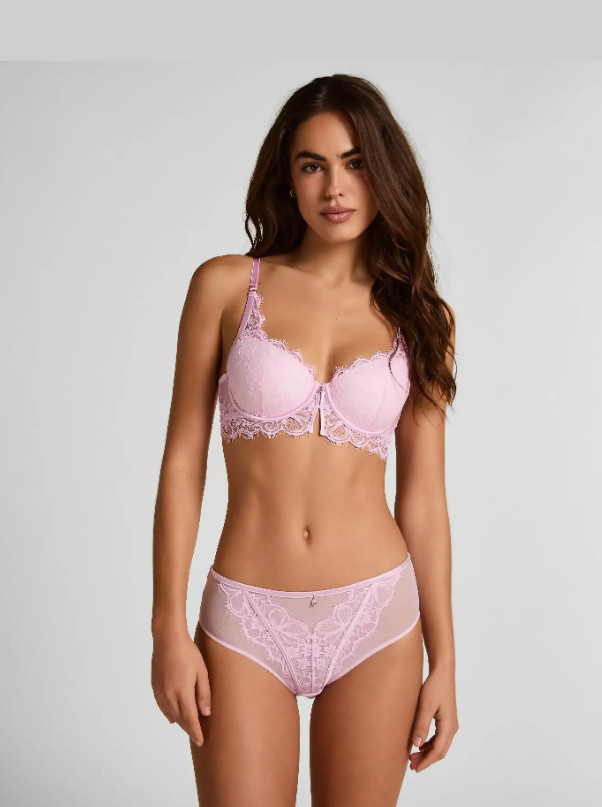 HUNKEMÖLLER RÓŻOWY BIUSTONOSZ Z FISZBINAMI KORONKA PRINA PD PK01__70D