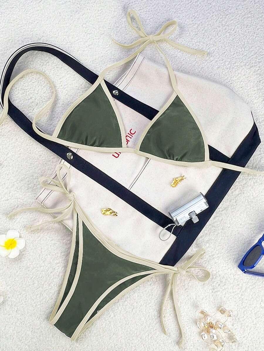 SHEIN ZIELONY DWUCZĘŚCIOWY STRÓJ KĄPIELOWY S09__XS