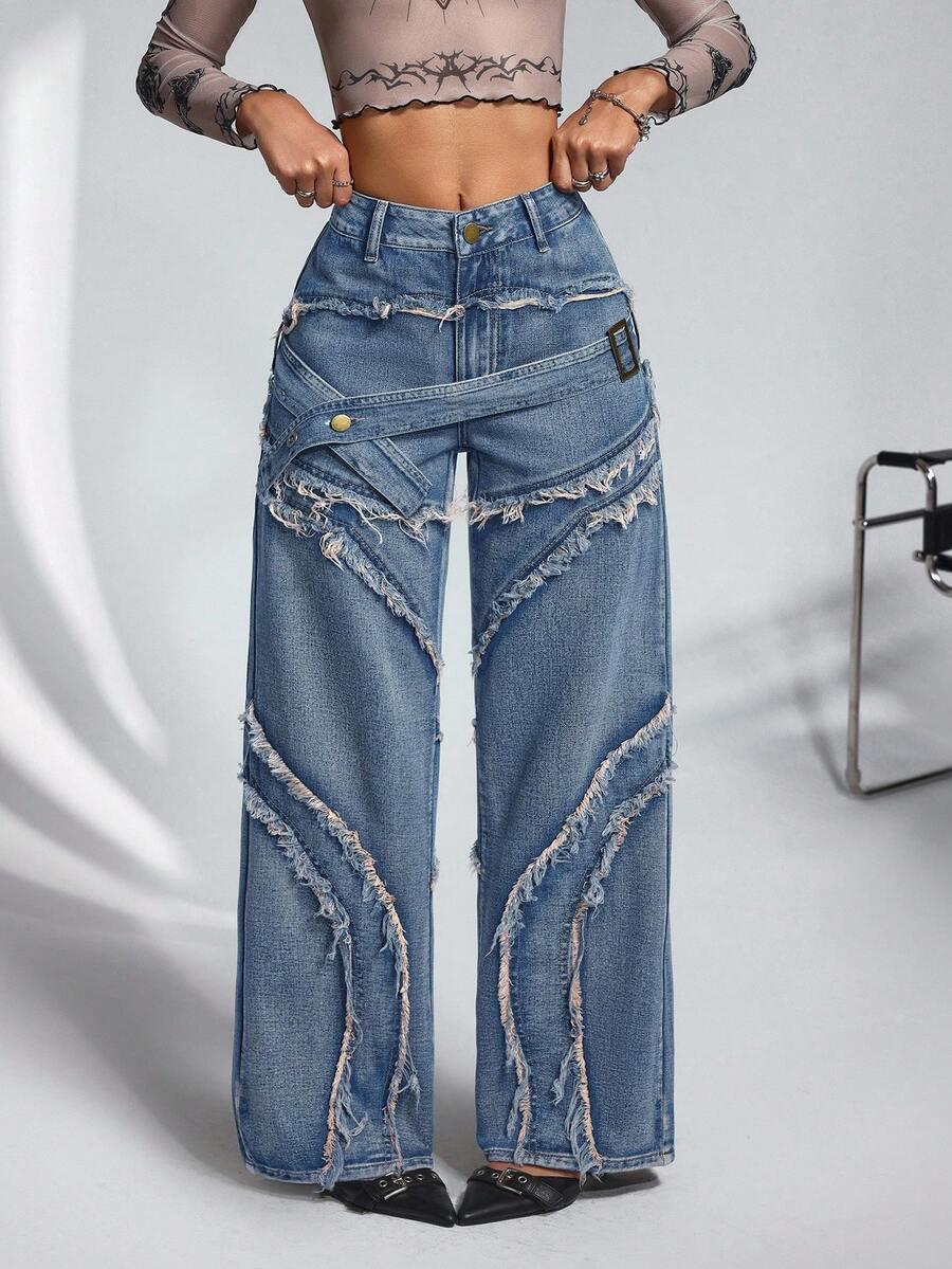 SHEIN JEANSY PROSTA NOGAWKA S06__M