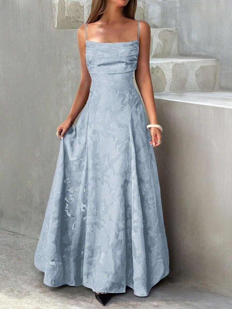 SHEIN NIEBIESKA MAXI SUKIENKA NA RAMIĄCZKACH S06__S