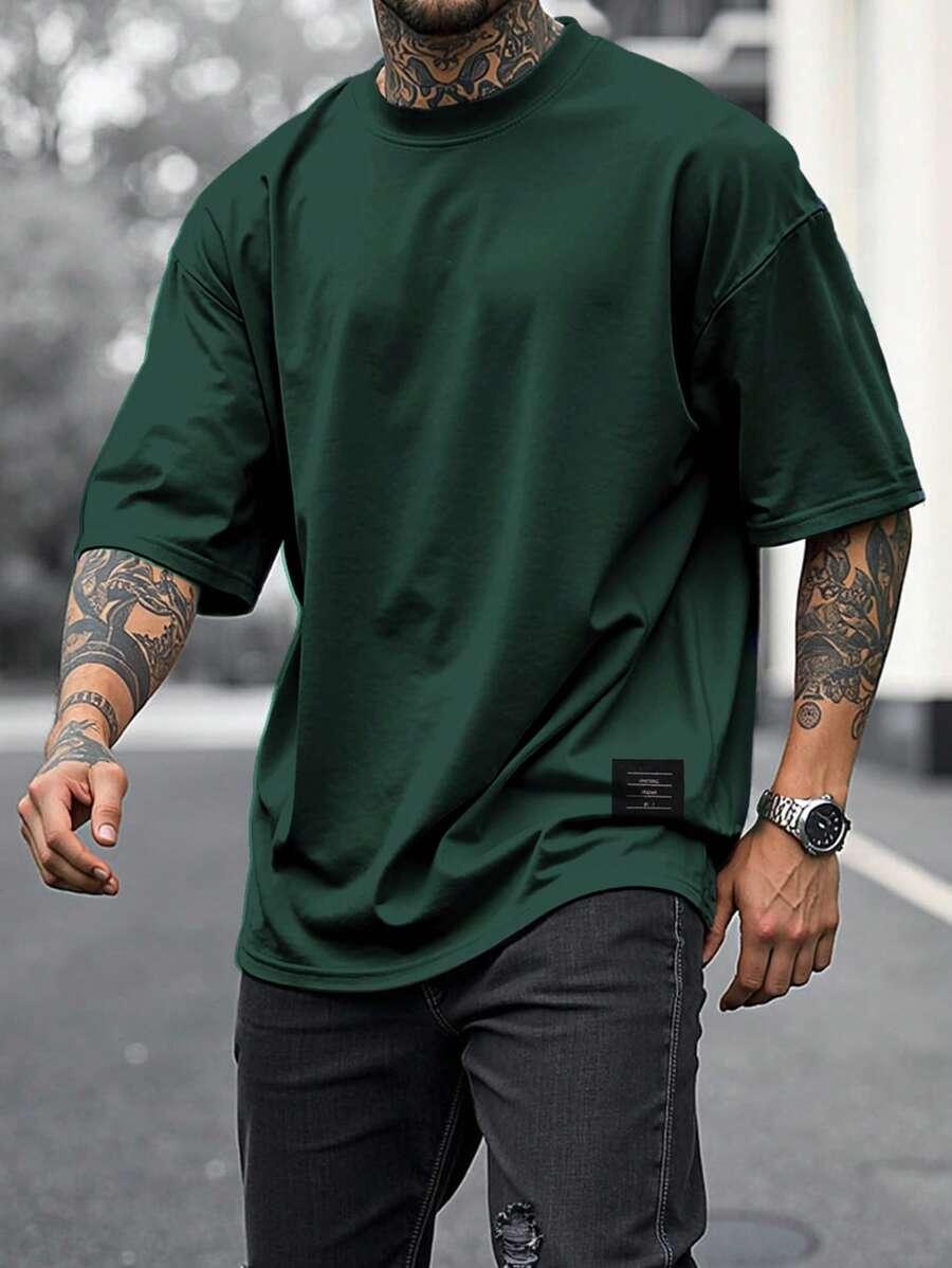 MANFINITY ZIELONY T-SHIRT OKRĄGŁY DEKOLT S06__L