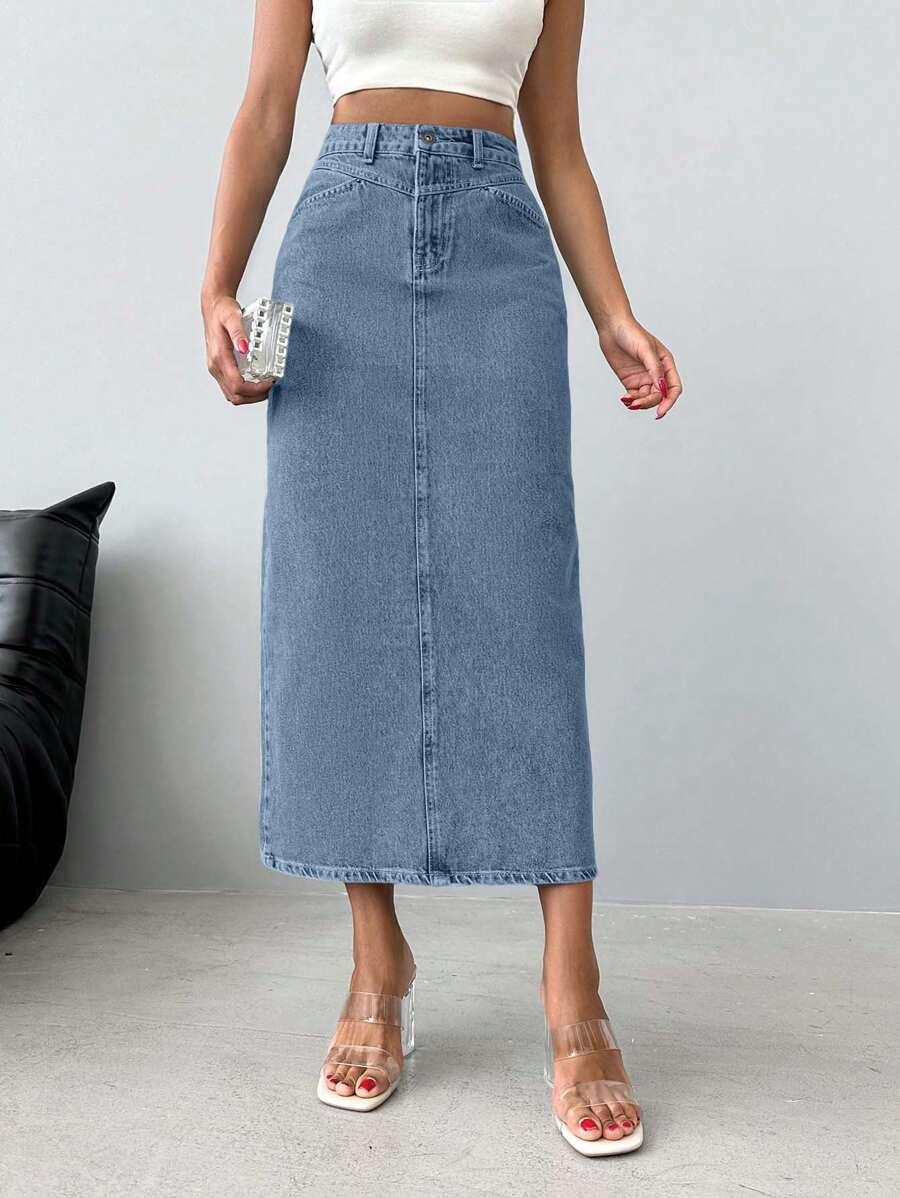 EURMUSE NIEBIESKA SPÓDNICA JEANS S06__M