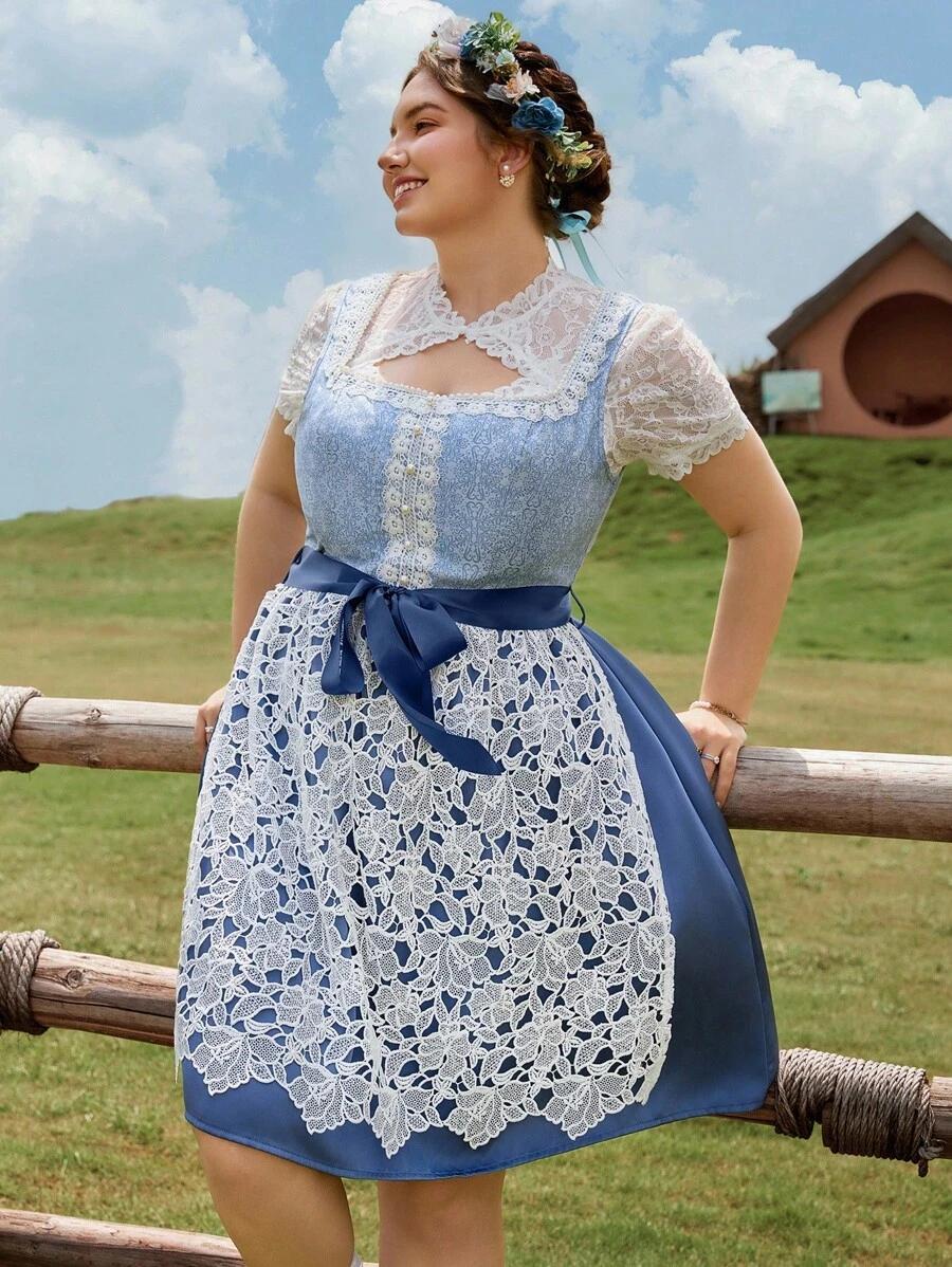 SHEIN NIEBIESKA SUKIENKA KORONKA S06__52