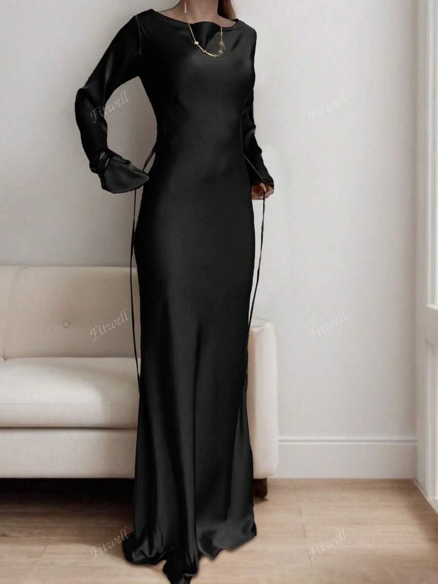 SHEIN CZARNA MAXI SUKIENKA S06__L