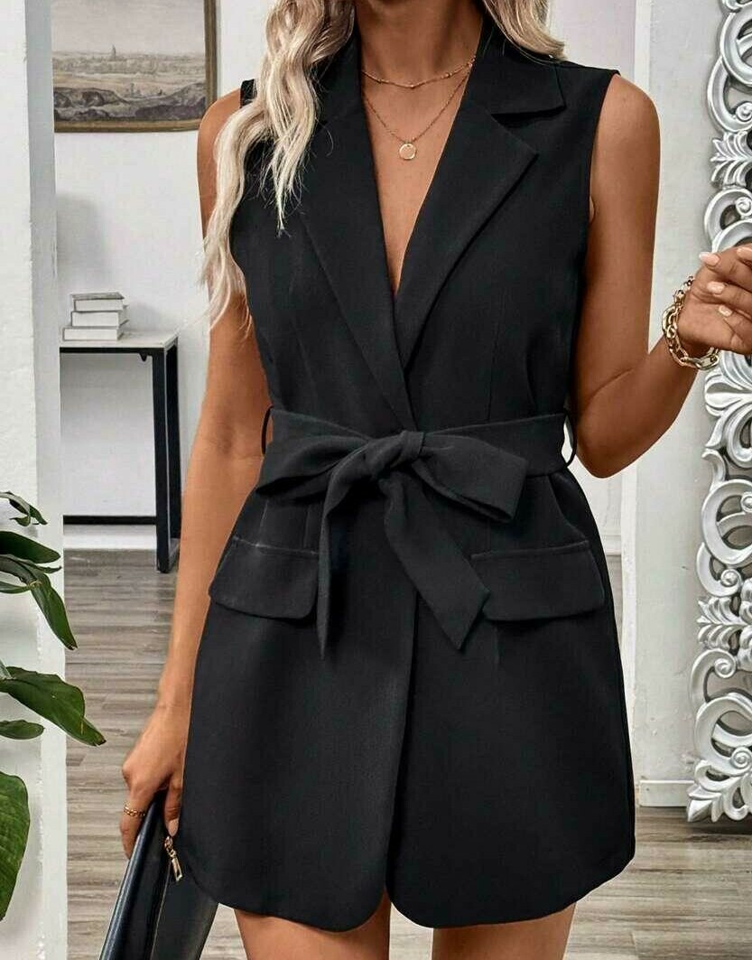 SHEIN CZARNA KAMIZELKA GUZIKI S06__L