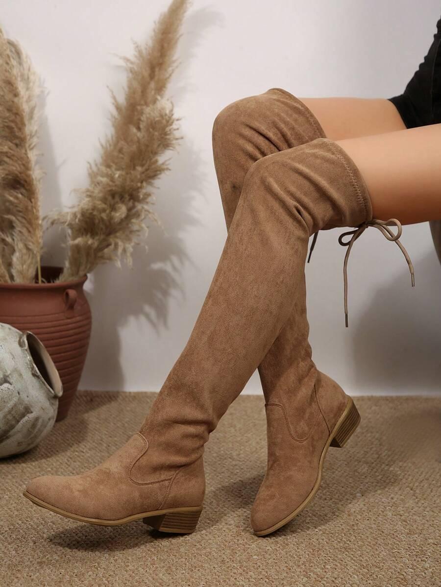 SHEIN BRĄZOWE KOZAKI IMITACJA ZAMSZU W01__40,5