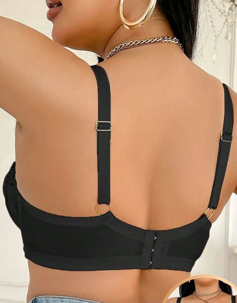 SEDULUXE CZARNY BIUSTONOSZ WSTAWKI KORONKA PK01__90C
