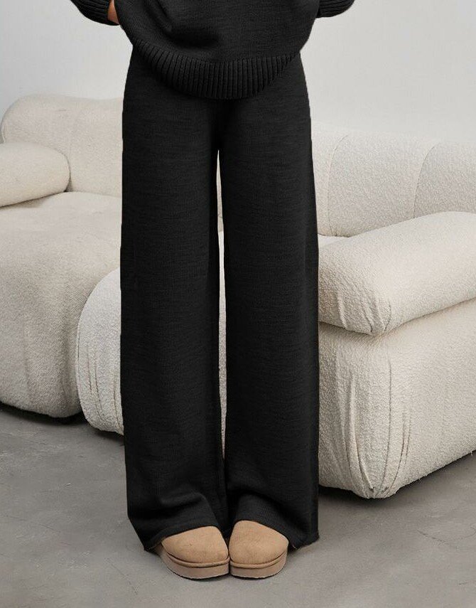 SHEIN CZARNE DZIANINOWE SPODNIE PK01__L