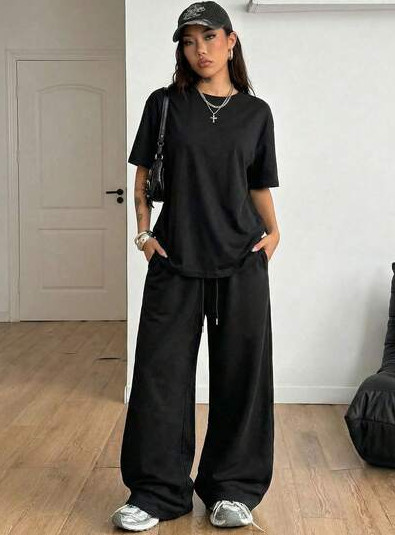 SHEIN KOMPLET T-SHIRT SPODNIE S09__L