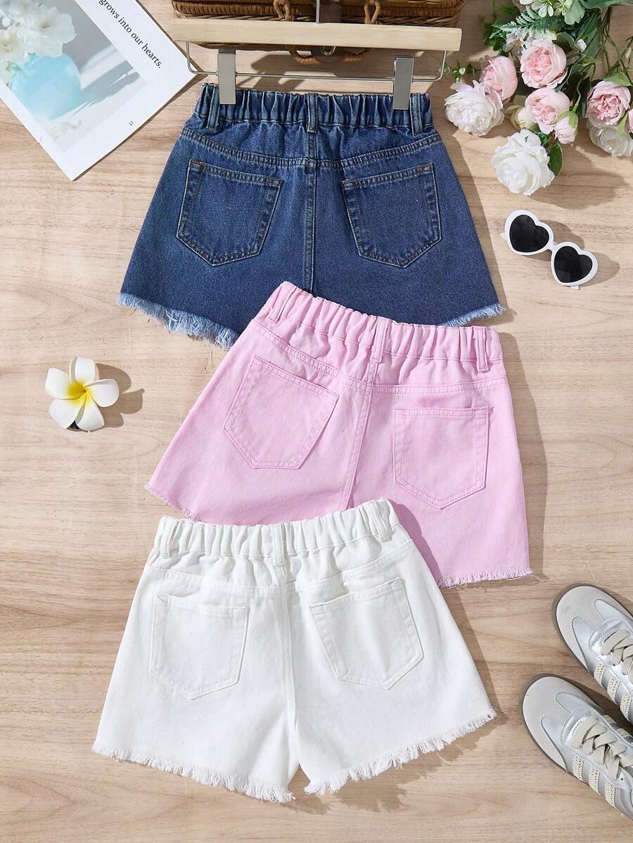 SHEIN RÓŻOWE KRÓTKIE SPODENKI JEANSOWE S06__140-146