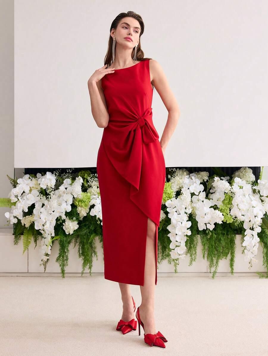 MOTF CZERWONA MIDI SUKIENKA S06__M